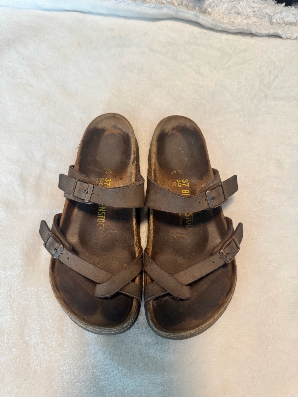 Birkenstock Brown Double-Strap Slide Sandals